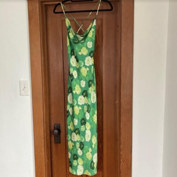 Adoore Vienna Open Back Midi Dress in Green Floral Print Size 6 NEW - Picture 7 of 12